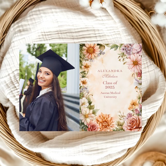 Anúncio Graduação de Prados de Flores Selvagens Fotográfic (Criador carregado)