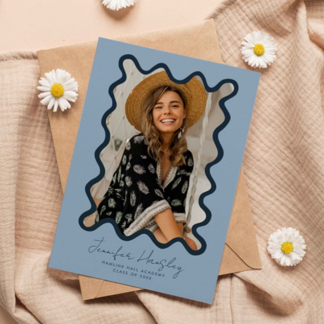 Anúncio Graduação de quadro de foto azul marinho (Criador carregado)