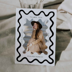 Anúncio Graduação de Quadro Wavy Branco Escamoso Obrigado