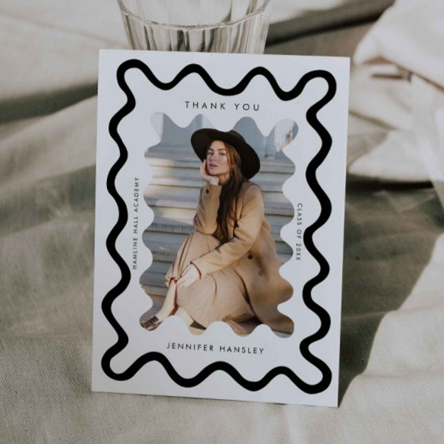 Anúncio Graduação de Quadro Wavy Branco Escamoso Obrigado (Criador carregado)