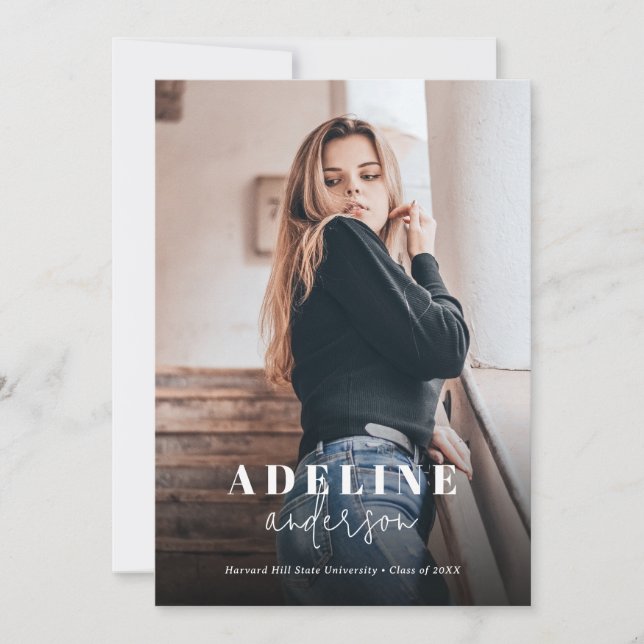 Anúncio Graduação de Script de Colagem de Fotos Burgundy (Frente)