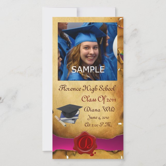 ANÚNCIO GRADUAÇÃO DE VERMELHO CÉREA VERMELHA MONOGRAMA DE  (Frente)