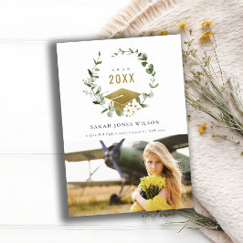 Anúncio Graduação Dourada de Foto por Leafy Wreath