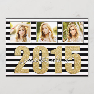 Anúncio Graduação Dourada em preto-e-branco, brilhante