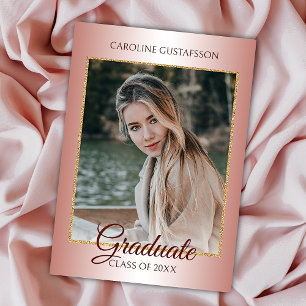 Anúncio Graduação Dourada Glitter Cor-de-Coral Brilhante R