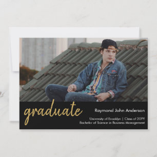 Anúncio Graduação Dourado preta moderna formal da foto d