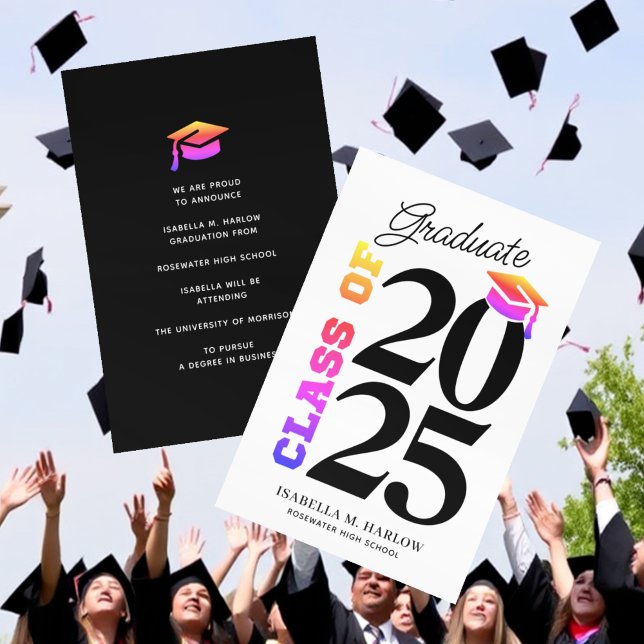 Anúncio Graduação Elegante do Arco-Íris (Criador carregado)