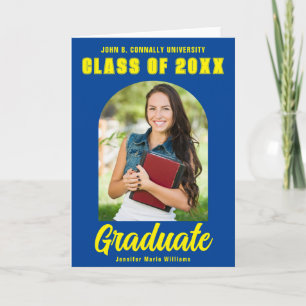 Anúncio Graduação em negrito com Arco de Foto Amarelo Azul