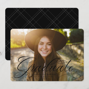 Anúncio Graduação em preto e branco de formando de scrip