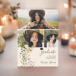 Anúncio Graduação em primavera de flores silvestres boêmic