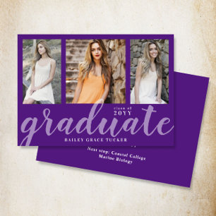 Anúncio Graduação em roxo com 3 fotos do Formando moderno