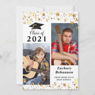 Anúncio Graduação Foto de Estrelas Douradas Pretas