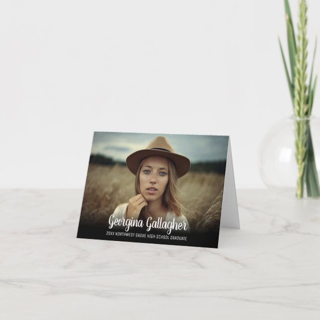 Anúncio Graduação Foto em Negrito Moderno | Script de Nome (Frente)