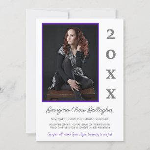 Anúncio Graduação Foto Moderna Formando Simples Ano Roxo