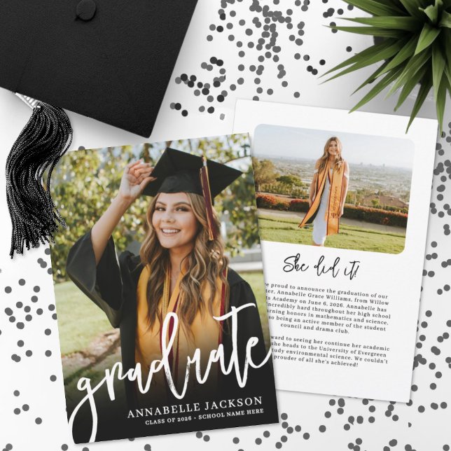 Anúncio Graduação Foto Simples de Formatura (Graduate Simple Photo Graduation Announcement)