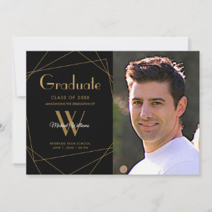 Anúncio Graduação Geométrica de Foto Negra Moderna Monogra