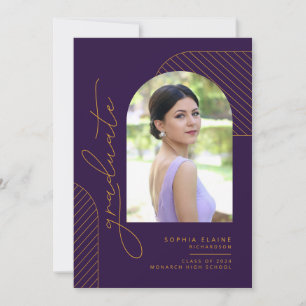 Anúncio Graduação Geométrica Dourada Roxo Elegante