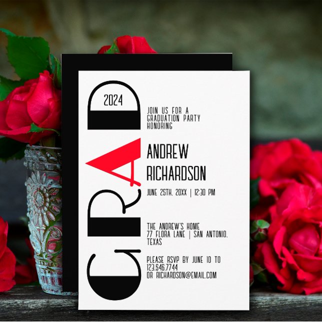 Anúncio Graduação mínima em vermelho branco preto (Criador carregado)