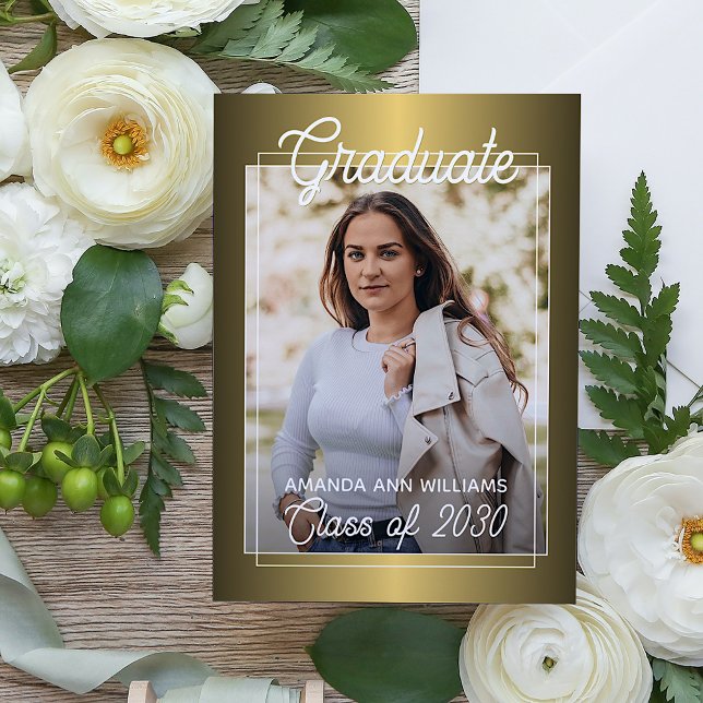 Anúncio Graduação Minimalista Dourada brilhante (Criador carregado)