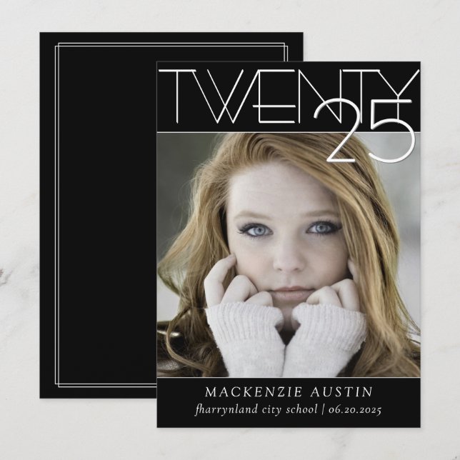 Anúncio Graduação minimalista | Foto em preto-e-branco (Frente/Verso)