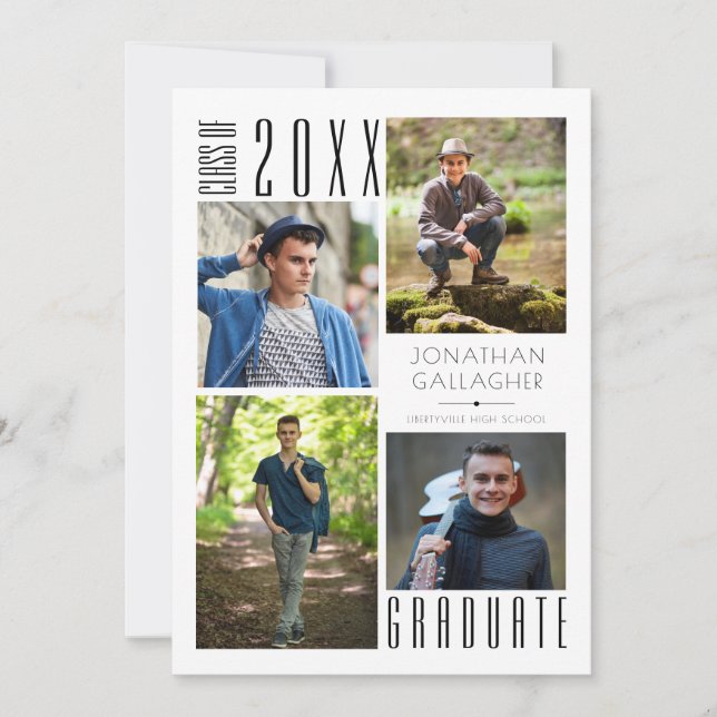 Anúncio Graduação Moderna Com Quatro Fotos Negra Anunciar (Frente)