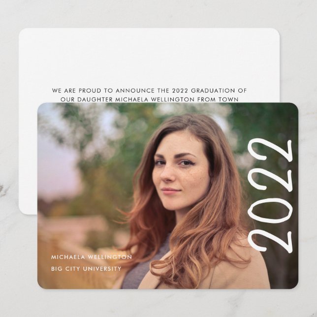 Anúncio Graduação moderna da Universidade de Fotografias d (Frente/Verso)