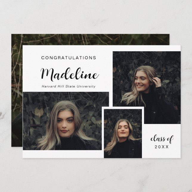 Anúncio Graduação Moderna de Colagem de Fotos Clássica (Frente/Verso)