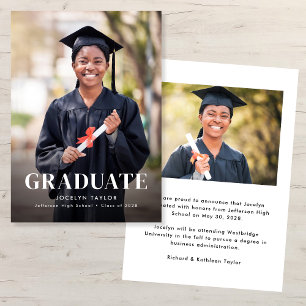 Anúncio Graduação Moderna Elegante Branca Duas Fotos Gradu