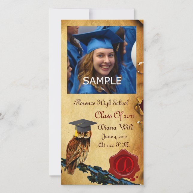 ANÚNCIO GRADUAÇÃO MONOGRAMA DE SEAL DE CERAS VERMELHAS VER (Frente)