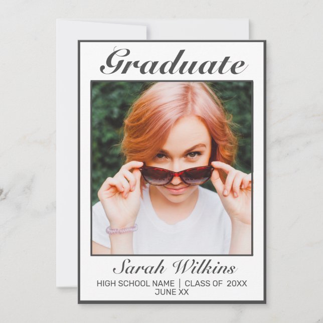 Anúncio Graduação Negra Mínima Moderna (Frente)