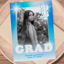 Graduação Neon Cibernético Retro Y2K Azul
