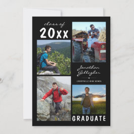 Anúncio Graduação Nome manuscrito 4 Colagem de Fotos Preto