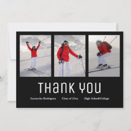 Anúncio Graduação Obrigado Moderno 3 Foto Preto Branco