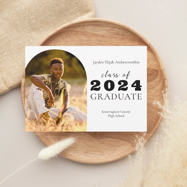 Anúncio Graduação One-Photo de Arch do Mais velho (High School Senior Arch One-Photo Graduation Announcement)