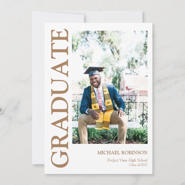 Anúncio Graduação Personalizada de Fotos de Script Dourado (Frente)