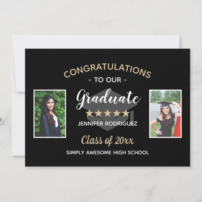 Anúncio Graduação personalizada de Parabéns de fotos 2 (Frente)