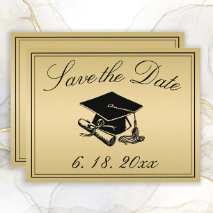 Anúncio Graduação Salva a Data Dourada do Diploma do Bon