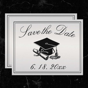 Anúncio Graduação Salva a Data Silver Black Boné Diplom