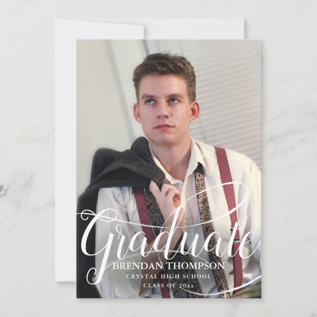 Anúncio Graduação Script Branco Tipografia Cinza Fotográfi (Frente)