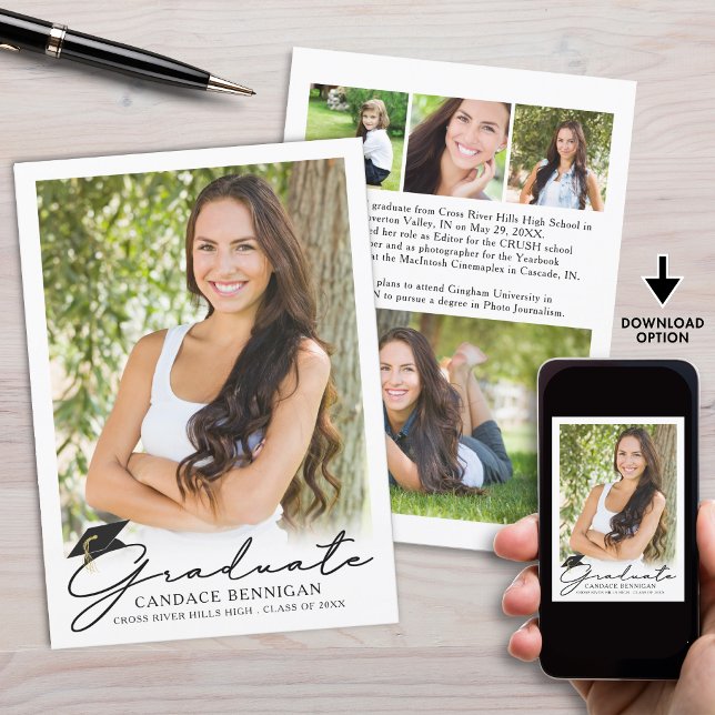 Anúncio Graduação Script Simples Moderno 5 Foto (Criador carregado)