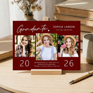 Anúncio Graduação Simples de Colagem de Fotos Vermelha 3