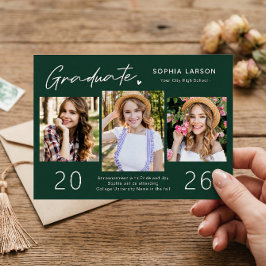 Anúncio Graduação sofisticada da Colagem de Fotos Emerald 