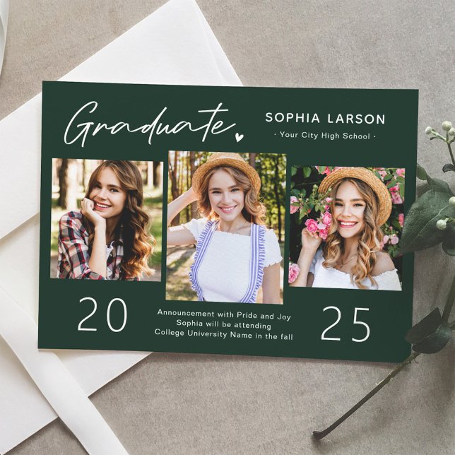 Anúncio Graduação sofisticada da Colagem de Fotos Emerald  (Criador carregado)