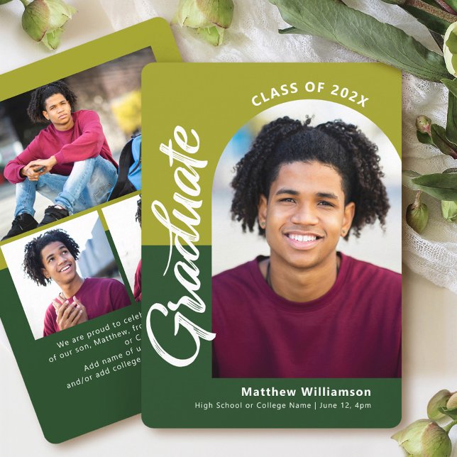 Anúncio Graduação Verde 4 Script de Arco de Foto Negrito M (Criador carregado)
