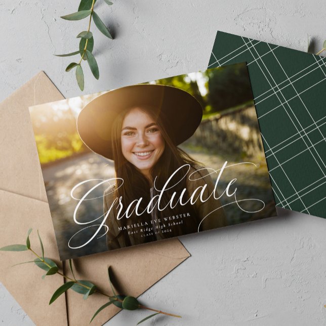 Anúncio Graduação verde elegante com formando de script si (Criador carregado)