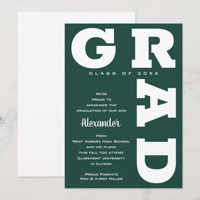 Anúncio Graduação Verde Escuro Grad Bold Branco  (Frente/Verso)