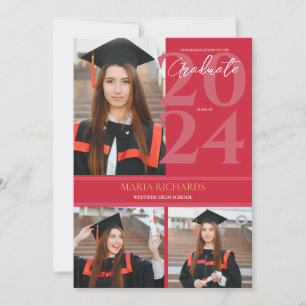 Anúncio Graduação Vermelha de Colagem de Fotos do Na moda