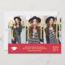 Graduação Vermelha de Colagem de Fotos Moderna Sim