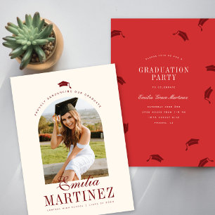 Anúncio Graduação Vermelha de Script Elegante de Foto em A
