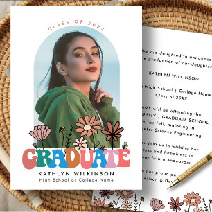 Anúncio Graduações de Fotografias com Arco de Script Flora